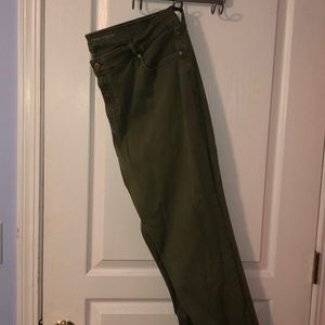 Army Green Frayed Hem Pants